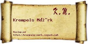 Krempels Márk névjegykártya